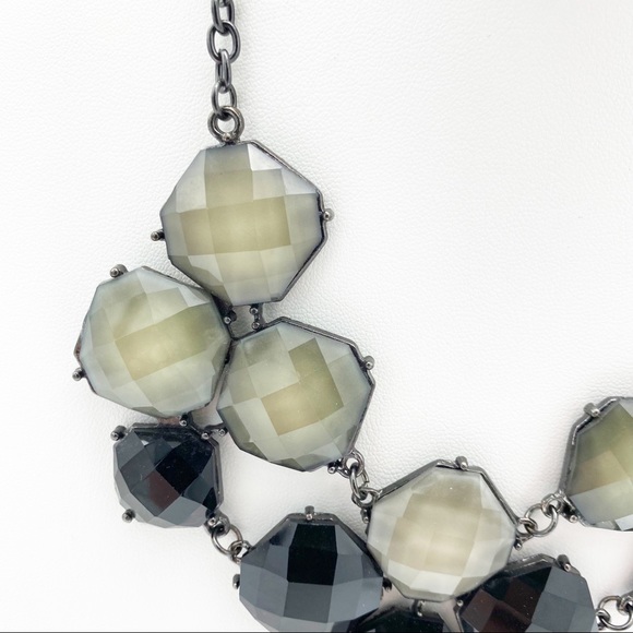 Gunmetal Tone Multi Faceted Bib Style Abstract Statement Necklace - Picture 6 of 12